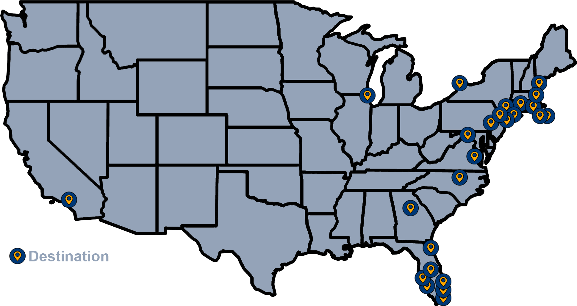 My jetBlue FlyTo25 25 for 25 Challenge Map
